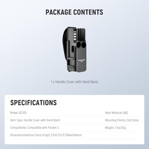 NEEWER Basics Protective Case with Hand Strap, Compatible with DJI Osmo Pocket 3, Pocket 3 Creator Combo Accessories, Extension Handle, Housing Extension Frame, Cold Shoe, Type C Port, SD Card Slot - Image 7