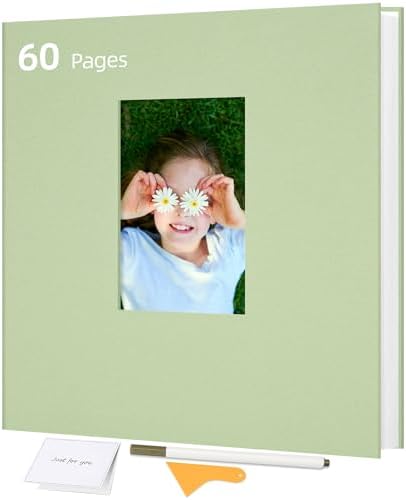 Self Adhesive Photo Album, 60 Pages, 13.2x12.8 Inch, Light Green by Remowith