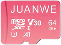 JUANWE 64GB Micro SD Card microSDXC Memory Card, 64GB Memory Card, UHS-I C10 U3 V30 4K UHD Video A1 TF Card with Adapter (Pink) by JUANWE