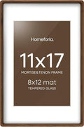 Homeforia 11x17 Mortise&Tenon Walnut Picture Frame, 8x12 Mat, Glass by Homeforia