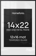 Homeforia 14x22 Black Picture Frame, High-End Metal, 12x16 Mat, Glass by Homeforia