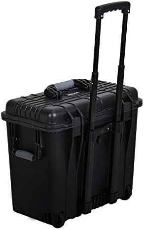 MEIJIA Rolling Waterproof Hard Protective Case, Hard Camera Case with Retractable Pull Handle and Wheels,Customizable Fit Foam Inserted, Black,19.88X12.01 X18.11 inches - Image 5