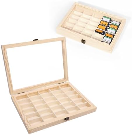 30 Slots Wooden Film Cassette Display Case for 135 Film Cassette, Solid Wood, Rustic Style, Practical Storage Rack with Latch Mechanism, Multipurpose Organizer - Image 3
