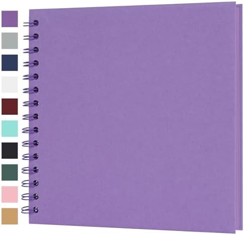 Scrapbook Album 8x8 Inches 40 Pages Hardcover Kraft Paper Purple by Bonyomor