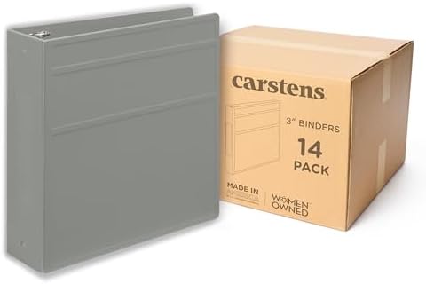 Carstens 3-Inch Heavy Duty 3-Ring Binder - Side Opening, Ash Gray, Durable Plastic, Precision No-Gap Rings, Waterproof Cover, No Pockets, Holds 400 US Letter Sheets, BPA-Free, Made in USA (1742-3R) by Carstens