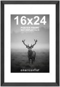 Americanflat 16x24 Poster Frame - Matted to 12x18 - Black by Americanflat