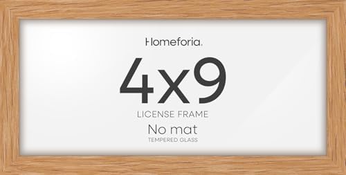 Homeforia 4x9 Natural Oak Business License Frame, High-End Wood, Glass by Homeforia