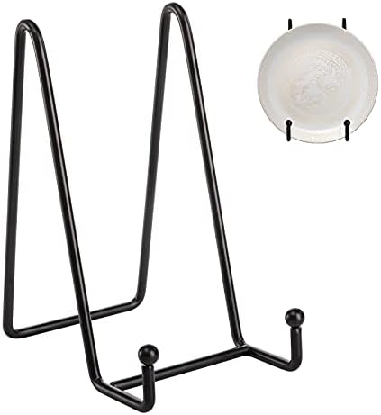Hedume 8 Pack Iron Display Stand, 6 Inch Black Metal Easel Plate Display Photo Holder Stand, Picture Frame Holder Stand for Decorative Plate, Book, Photo Easel - Image 2