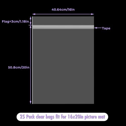 Frametory, 25 Pack 16 3/8" x20 1/8" Acid-Free Clear Plastic Bags - Image 2