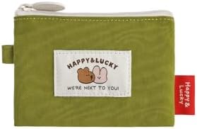 Monolike Happy and Lucky Card Case, Green - Small Nylon Pouch, Portable Keychain Coin Purse, Waterproof Card Sleeve, Compact Daily Organizer Case by Onlythingsilike