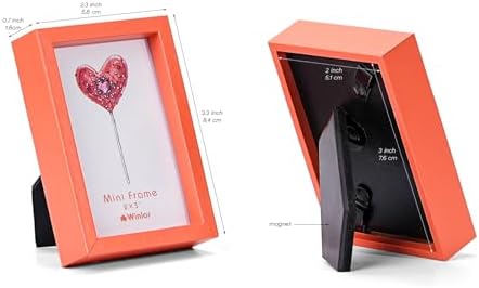 Small Picture Frame 2x3 6 Pack, Magnetic Photo Frames for Fridge and Tabletop Desk Decor, Cute Wallet Size Colored Picture Frames for School Locker, Family Baby Photo, Orange - Image 3