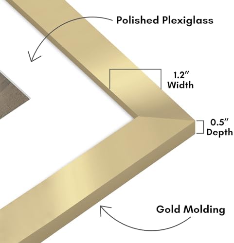 Americanflat 16x20 Poster Frame - Matted to 11x14 - Engineered Wood - Gold - Image 3