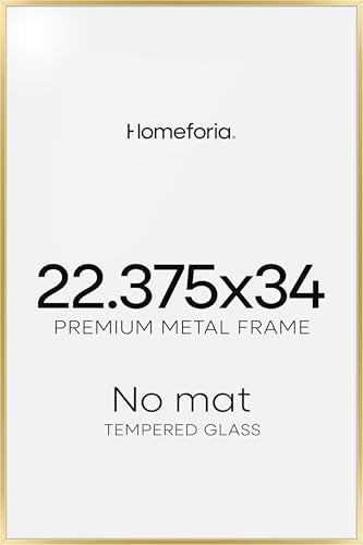 Homeforia 22.375x34 Gold Puzzle Poster Frame, High-End Metal, Glass by Homeforia