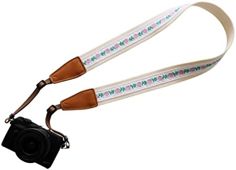 UNIKSTRAP Original Design Personalized Adjustable Camera Strap Embroidery Small Flowers On White, Fit for Canon Nikon Sony Olympus Interchangeable Lens Digital Camera/DSLR etc. by Unknown