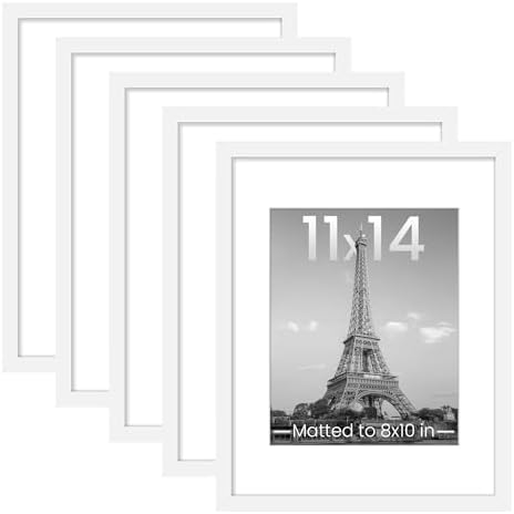 upsimples 11x14 Picture Frame, Gallery Wall Frames Set of 5, White by upsimples
