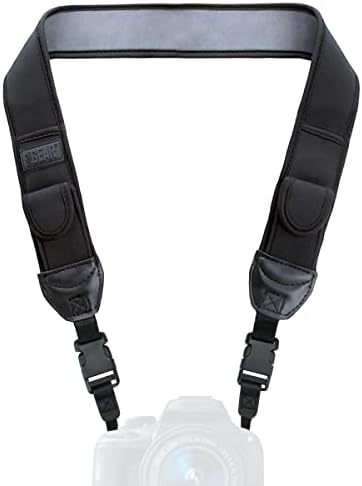 USA Gear TrueSHOT Camera Strap Neoprene Camera Straps - Padded Neck Strap, Pockets, and Quick Release Buckles - Compatible with Canon, Nikon, Sony and More DSLR and Mirrorless Cameras (Black) by USAGEAR