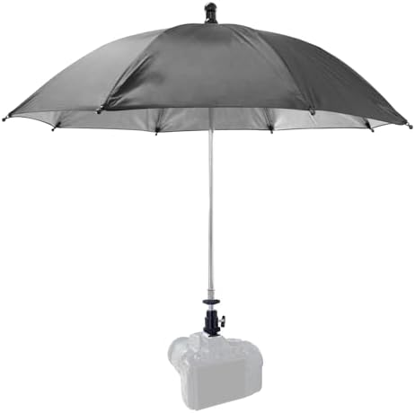 Camera Hot Shoe Umbrella, 360 Swivel DSLR Camera Sunshade & Rain Cover for Camera with Hot Shoe, Waterproof Photography Accessory for Outdoor Photographing, Filming, Live Streaming, 20 Inch by SnowTing