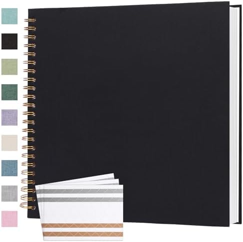 Scrapbook Photo Album 12x12 Inches 80 Pages Linen Cover Black by Bonyomor