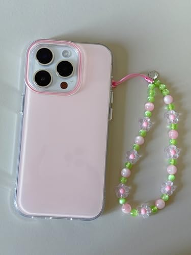 Drawwind Phone Charm Strap Cute Wrist Straps Cell Phone Charm String Y2K Aesthetic Lanyard Wristlet Chain for Case Camera AirPods Bags Keychains (Pink Flower) - Image 2