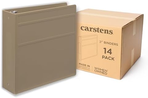 Carstens 3-Inch Heavy Duty 3-Ring Binder - Side Opening, Sand, Durable Plastic, Precision No-Gap Rings, Waterproof Cover, No Pockets, Holds 400 US Letter Sheets, BPA-Free, Made in USA (1713-3R) by Carstens