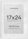 Homeforia 17x24 White Oak Picture Frame, High-End Wood, 13x19 Mat, Glass by Homeforia