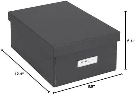 Bigso Box of Sweden Karin Collapsible Storage Box with Labelframe for Easy Identification - Simple Assembly Without Tools - Decorative Storage Boxes with Lids - 8.9in x 12.4in x 5.4in - Dark Gray - Image 4
