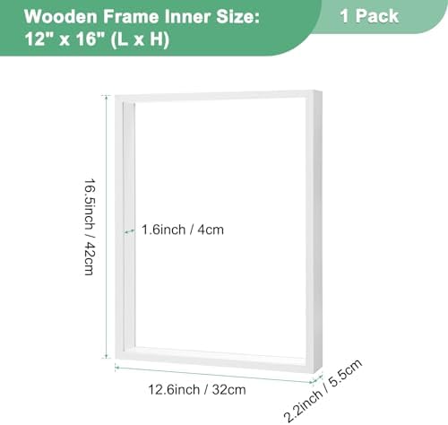 M METERXITY 1-Pack Dried Flower Frame, 12 x 16 Inch Double Acrylic Wooden Dried Flower Photo Floating Frame for Tabletop/DIY/Handicrafts [White] - Image 3