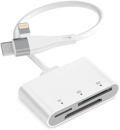XD Card Reader for iPhone 17 16 15 14, 3-in-1 USB-C & Lightning SD Card Adapter for Olympus xD Picture Card, Micro SD Reader for MacBook, iPad, Android, Old Camera Photo Transfer by Ardaddyn