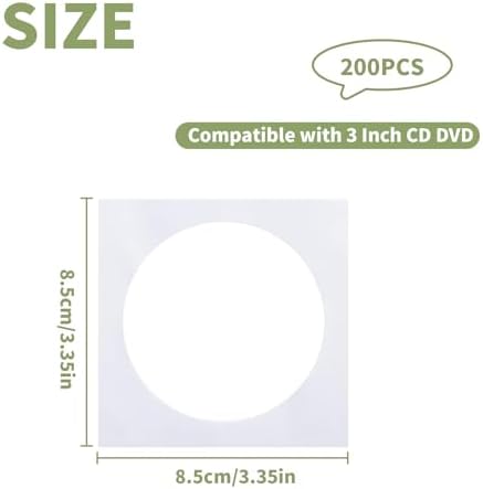 200 PCS CD DVD Sleeves, Premium White Paper CD DVD Sleeves Envelope Sleeves Holder with Clear Window and Close Flap Compatible with 3 Inch CD DVD - Image 2