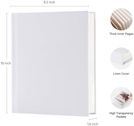 Instax Mini Photo Album with Writing Space, Linen Cover, White - Image 2