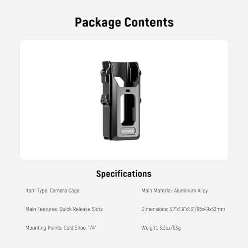 NEEWER Pocket 3 Cage, All in One Aluminum Alloy Protective Video Rig Compatible with DJI Osmo Pocket 3 & Magnetic Mount Accessories, 1/4" Threads Cold Shoe, Slots for Quick Release Side Handle, AC029 - Image 7