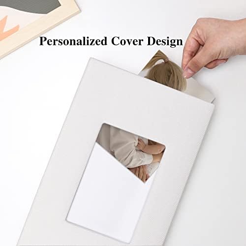 Vienrose 4x6 Photo Album,300 Pockets,Linen Cover with Window,White - Image 3