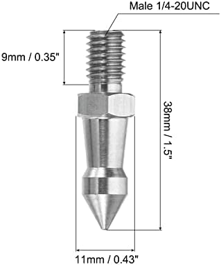 PATIKIL 1/4 Inch Thread Tripod Spike, 6 Pack Camera Tripod Ground Spike Screw Stainless Steel Spike Mount Adapter for Monopod Style 2, Silver - Image 2