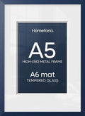 Homeforia A5 Blue Picture Frame, High-End Metal, A6 Mat, Glass by Homeforia