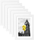5x7 Picture Frame Set of 6, Display 4x6 with Mat or 5x7 Without Mat, Photo Frames for Wall Mounting or Table Top Display,Collage Wall Decor Gallery Wall Frame Set,White by BSRHOME