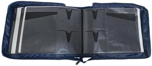 DVD CD Storage Case with Extra Wide Title Cover Pages for Blu Ray Movie Music Audio Disk (Portable Carrying Binder Holder Wallet Album Home Organizer Shelf )- Blue, 128 disk units, 64 cover pockets - Image 5