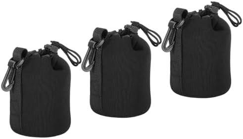 PATIKIL Camera Lens Bag, 3 Pcs 3.3" ID x 5.5" H Drawstring Lens Pouch with Thick Protective Neoprene, Lens Case for DSLR Camera Lens, Water Coffee Cups Black by PATIKIL