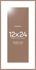 Homeforia 12x24 Mocha Picture Frame, High-End Metal, 8x20 Mat, Glass by Homeforia