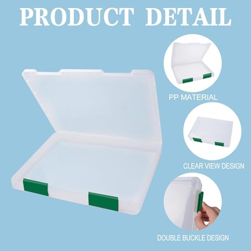 12 Pcs Clear Paper Storage Box, Green, 12.4 x 9.84 x 1.18 Inches - Image 3