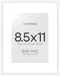 Homeforia 8.5x11 White Picture Frame, High-End Metal, 6x8 Mat, Glass by Homeforia