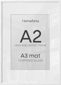 Homeforia A2 White Oak Picture Frame, High-End Wood, A3 Mat, Glass by Homeforia