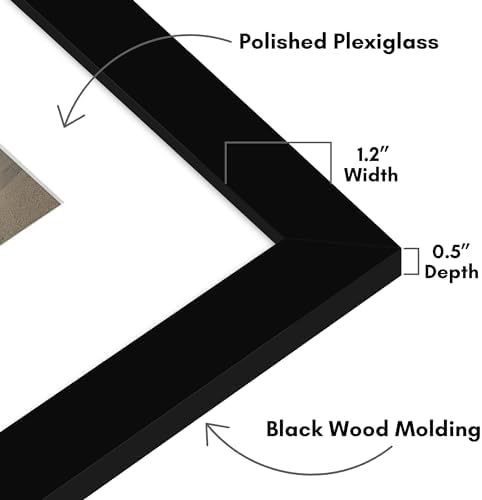 Americanflat 16x20 Poster Frame - Matted to 11x14 - Engineered Wood - Black - Image 3