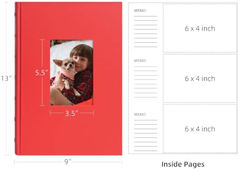 Vienrose Photo Album 4x6 300 Photos PU Leather Cover Red - Image 6