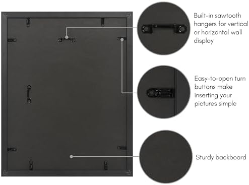 Americanflat 11x14 Vintage Picture Frame - Matted to 8x10 - Black - Image 5