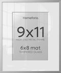 Homeforia 9x11 Silver Picture Frame, High-End Metal, 6x8 Mat, Glass by Homeforia