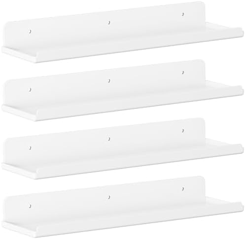 Lifewit Acrylic Floating Shelves for Bathroom 14" White, 4 Pack by Lifewit
