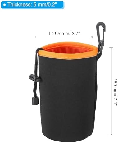 PATIKIL Camera Lens Bag, 2 Pcs 3.7" ID x 7.1" H Cylindrical Drawstring Lens Pouch with Thick Protective Neoprene, Lens Case for DSLR Camera Lens, Water Coffee Cups Black, Orange - Image 2