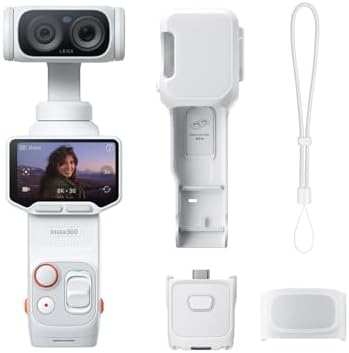 Insta360 Luna Ultra - 8K Vlogging Camera with Dual Leica Lenses, 12× Zoom, 1" Sensor, Detachable 2" Touchscreen, Triple AI Chip, Pocket Gimbal Camera for Vlog Photography, Stellar White by Unknown