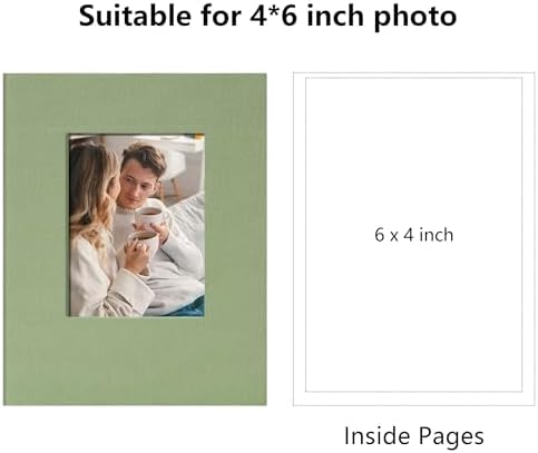 Small 4x6 Photo Album 24 Pockets Linen Cover Light Green - Image 2