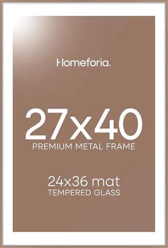 Homeforia 27x40 Mocha Poster Frame, High-End Metal, 24x36 Mat, Glass by Homeforia
